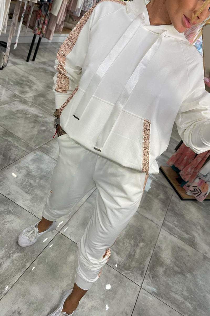 Sweat à Capuche Femme Hiver Confortable avec Pantalon Molletonné