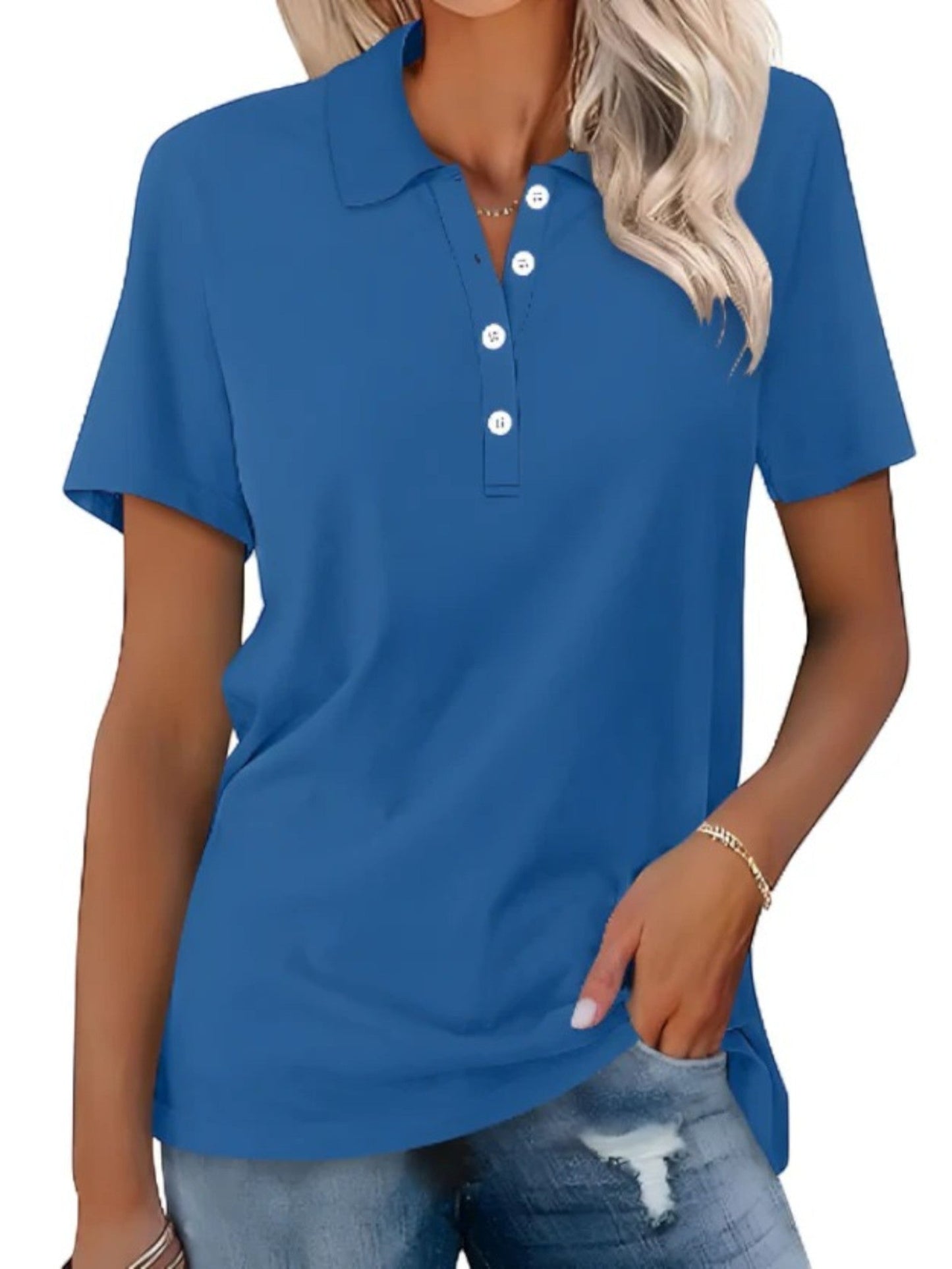 Chemise Polo Femme Décontractée Manches Courtes