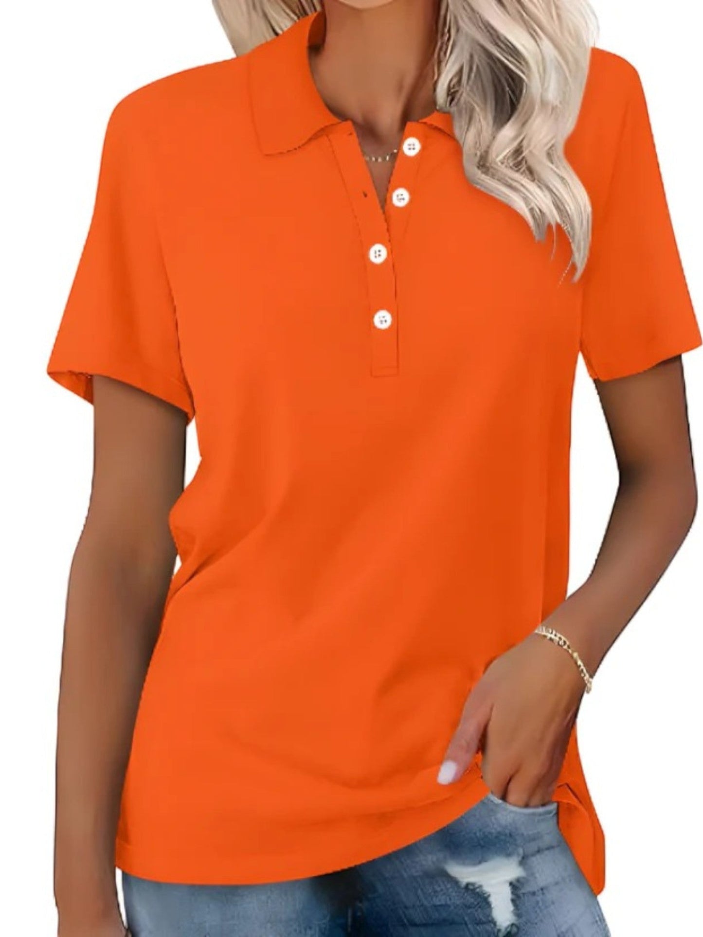 Chemise Polo Femme Décontractée Manches Courtes