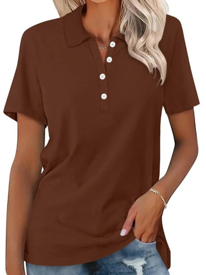Chemise Polo Femme Décontractée Manches Courtes