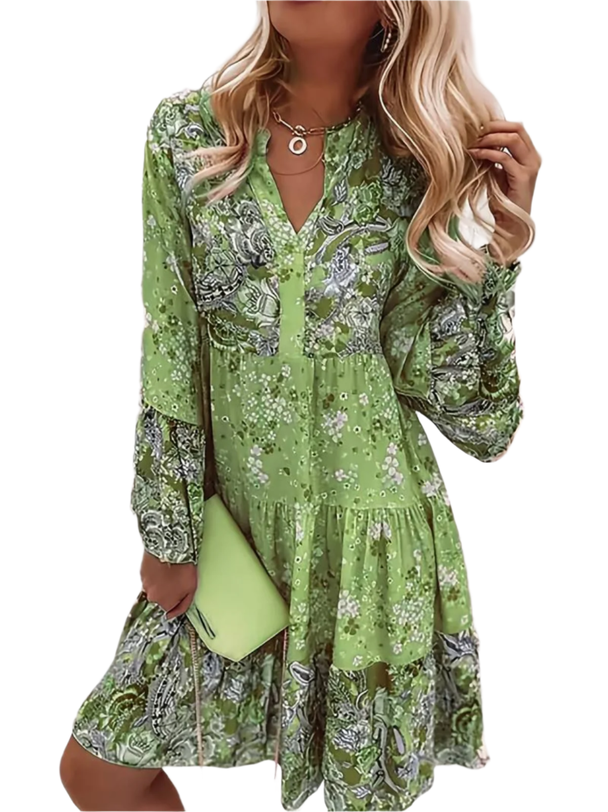 Robe Fleurie à Manches Longues pour Femme Décontractée