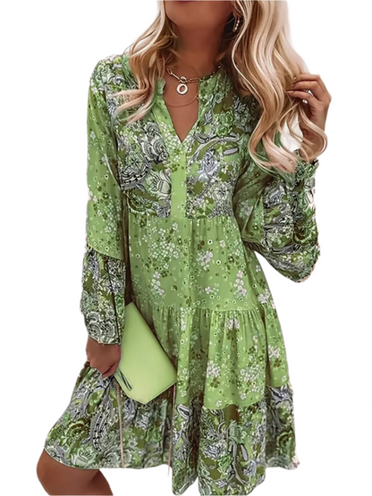Robe Fleurie à Manches Longues pour Femme Décontractée