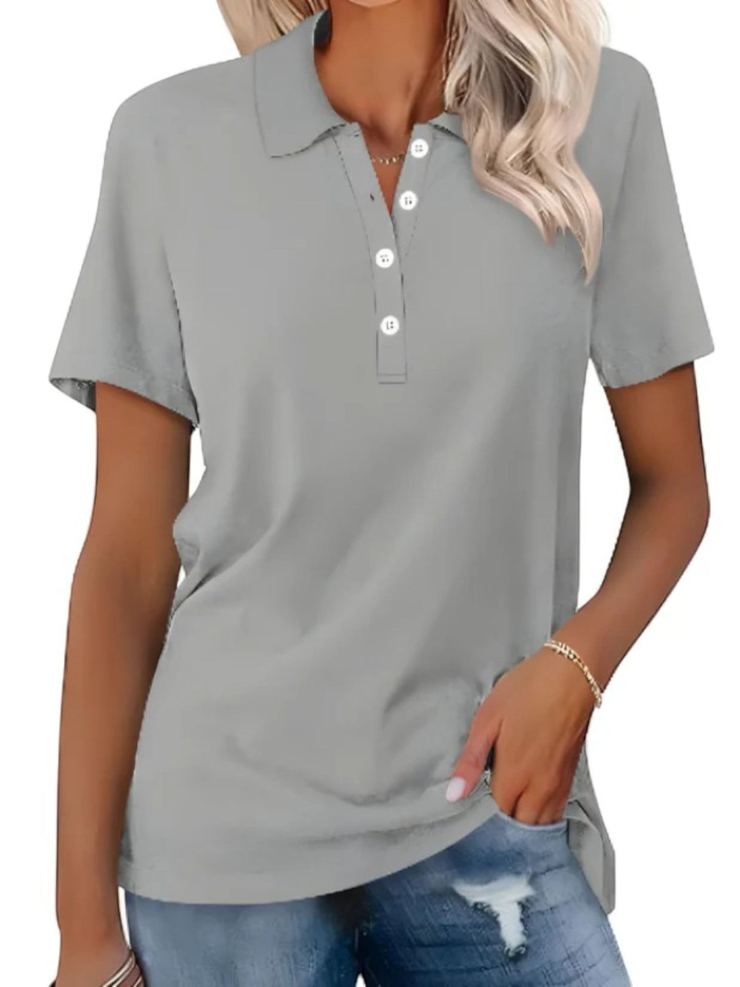 Chemise Polo Femme Décontractée Manches Courtes