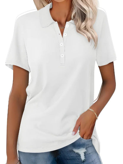 Chemise Polo Femme Décontractée Manches Courtes