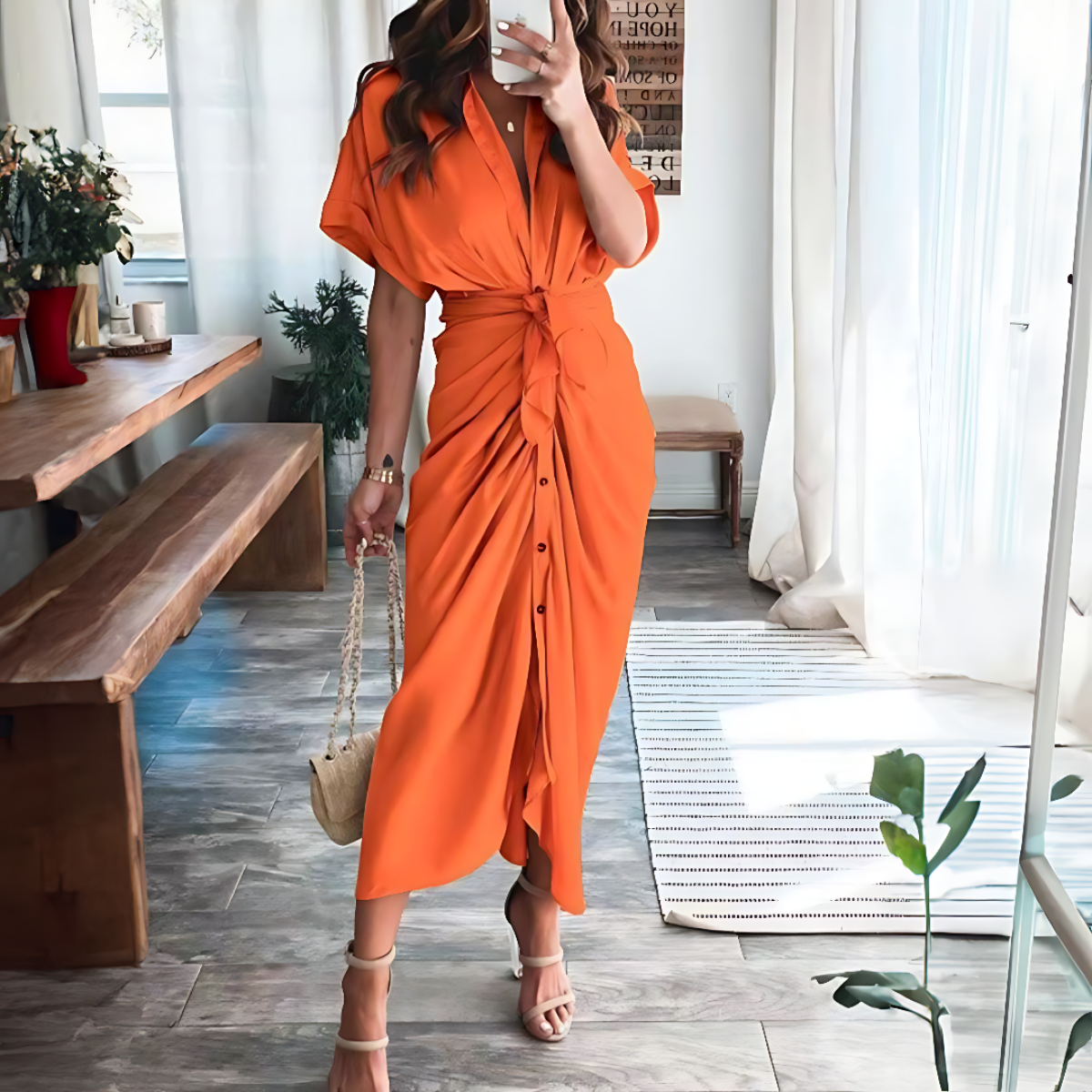 Robe de Soirée Chic avec Boutons à l'Avant