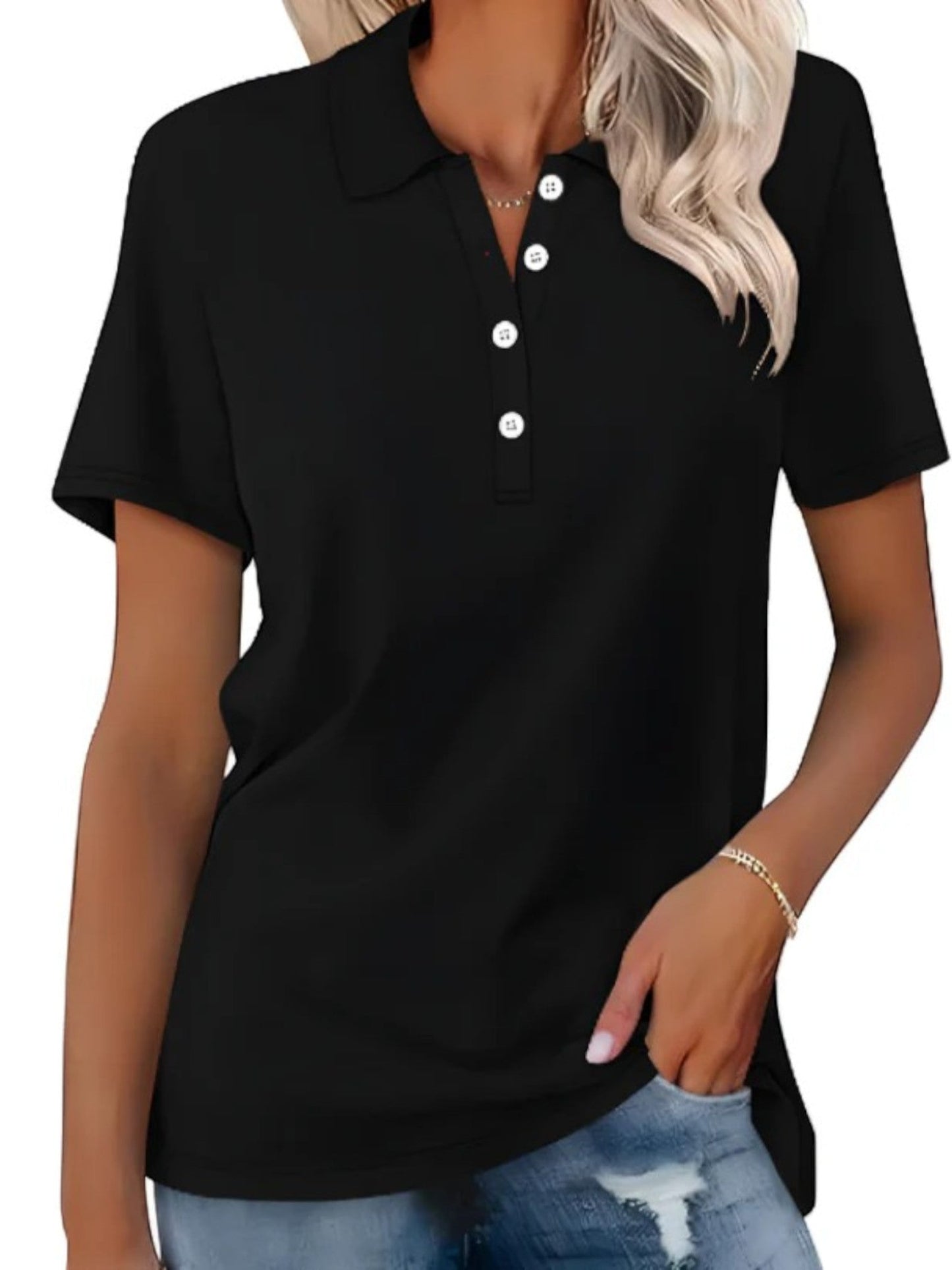 Chemise Polo Femme Décontractée Manches Courtes