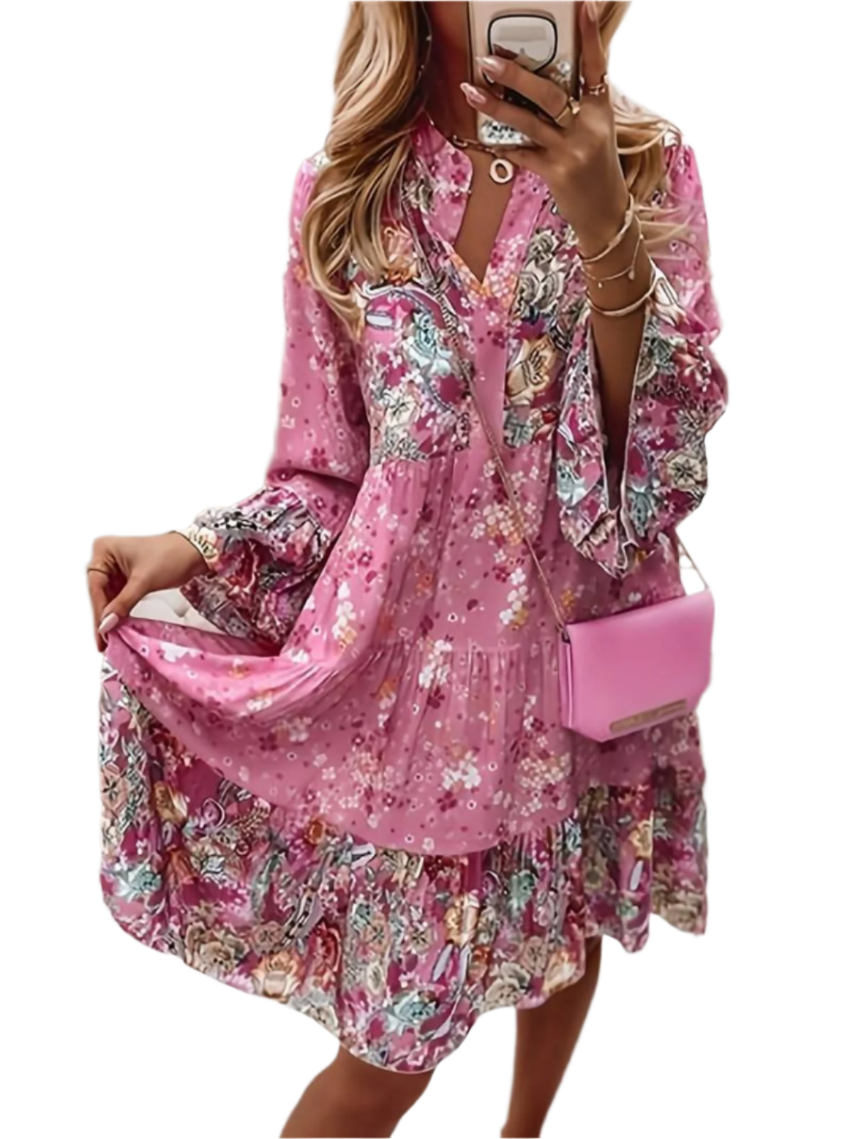 Robe Fleurie à Manches Longues pour Femme Décontractée - PanierRoyale