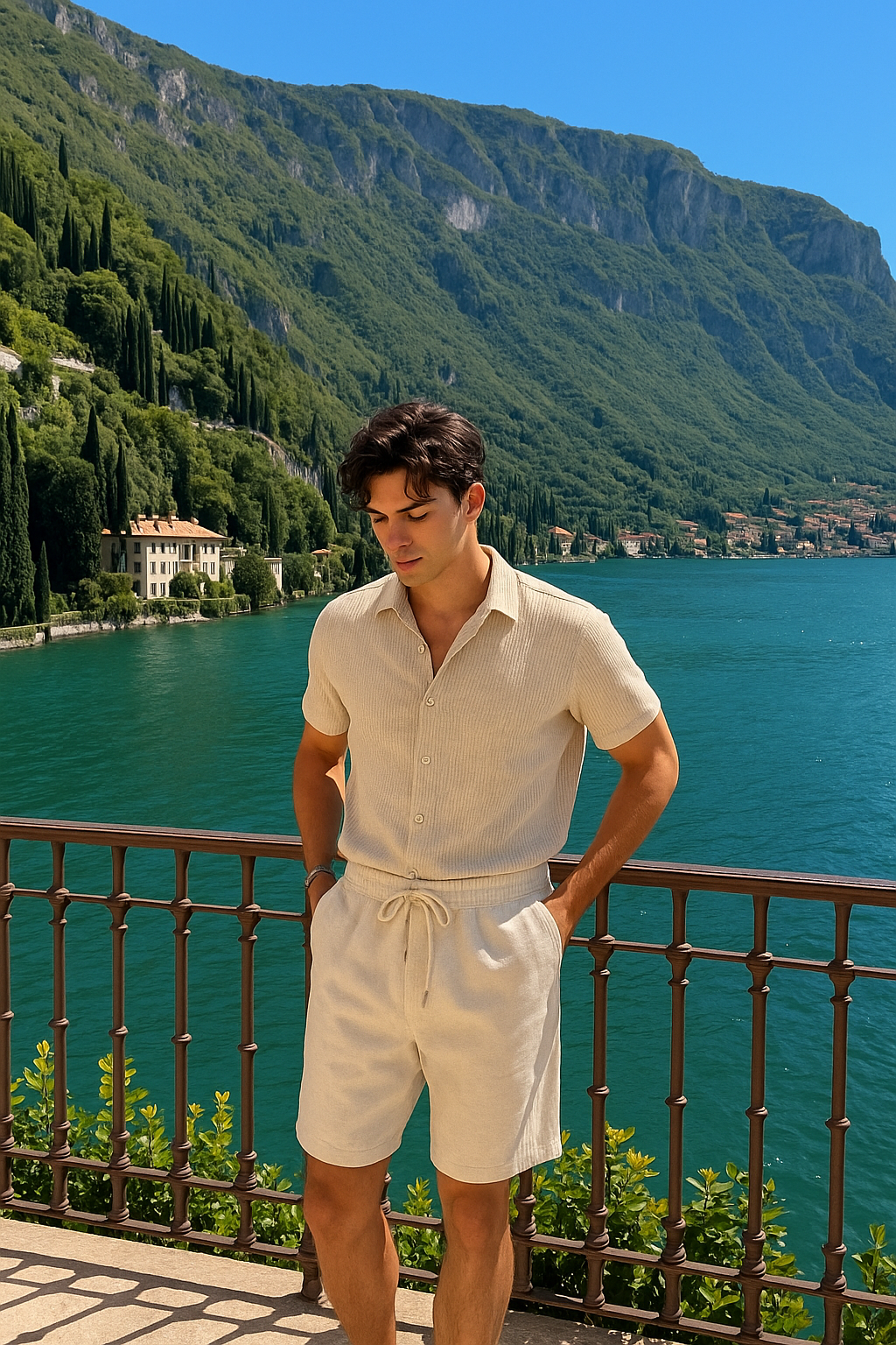 Ensemble Homme Tricoté Élégant - Chemise et Shorts - BerlinGlamour