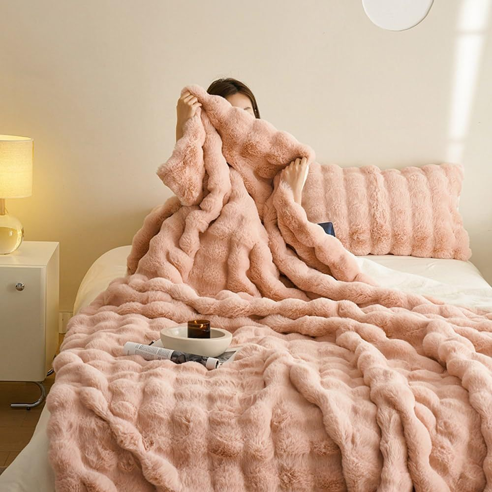 Plaid Polaire Gris Doux et Confortable pour Lit King Size