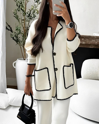 Cardigan et pantalon femme décontracté élégant