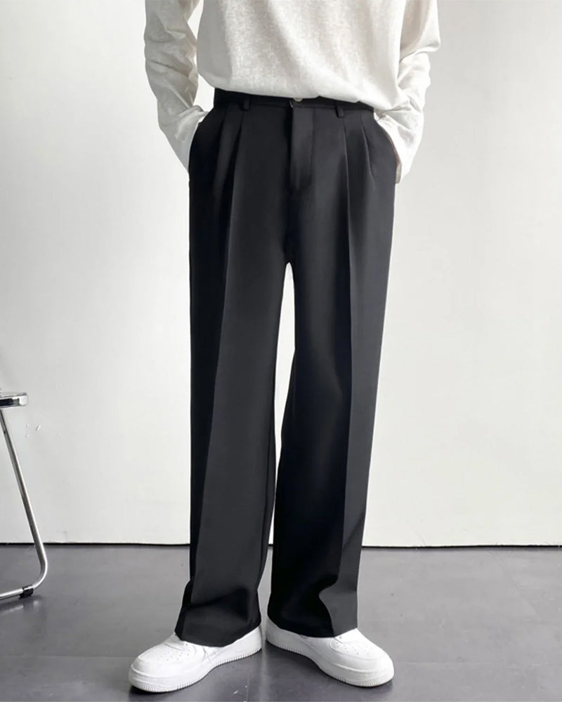 Pantalon Taille Haute Élégant Jambes Larges