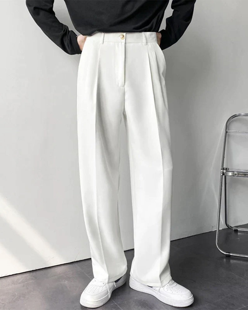 Pantalon Taille Haute Élégant Jambes Larges