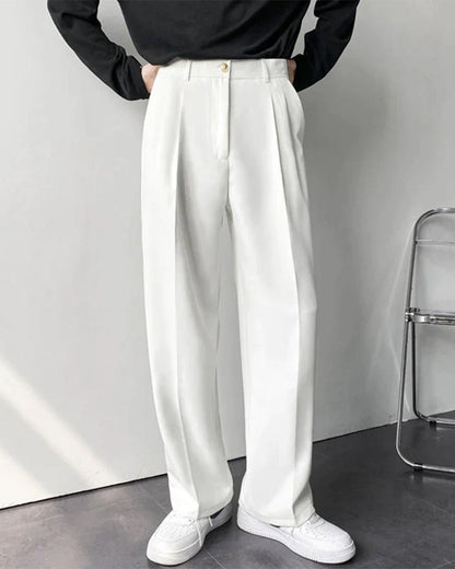 Pantalon Taille Haute Élégant Jambes Larges