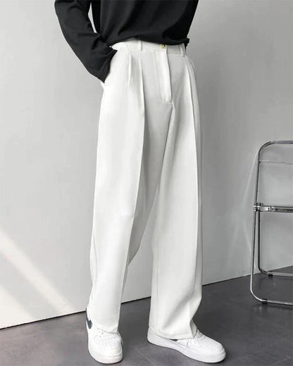 Pantalon Taille Haute Élégant Jambes Larges