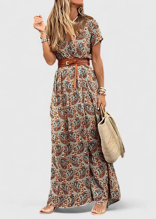 Robe Bohème Décontractée pour Femme avec Décolleté en V