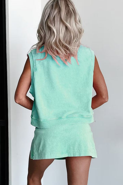 Ensemble Femme Haut Sans Manches et Jupe-Short Décontracté