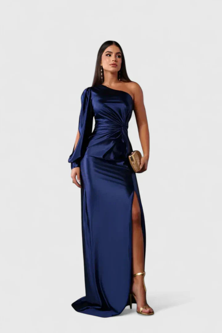 Robe Soirée Épaule Dévoilée et Ceinture