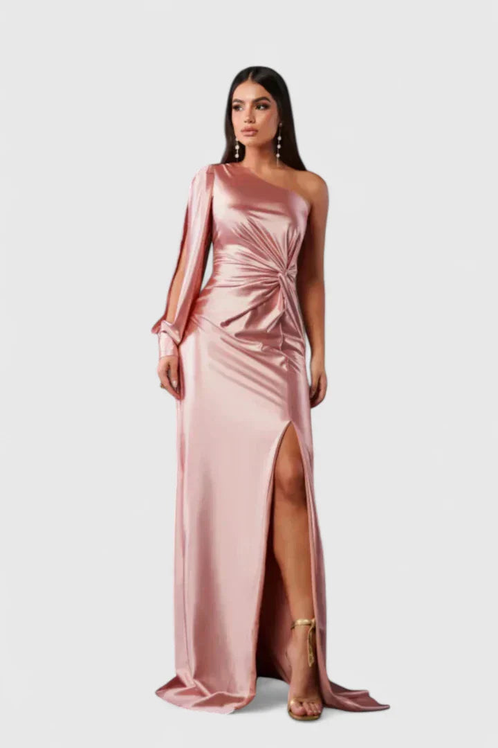 Robe Soirée Épaule Dévoilée et Ceinture