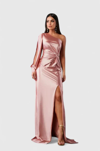 Robe Soirée Épaule Dévoilée et Ceinture