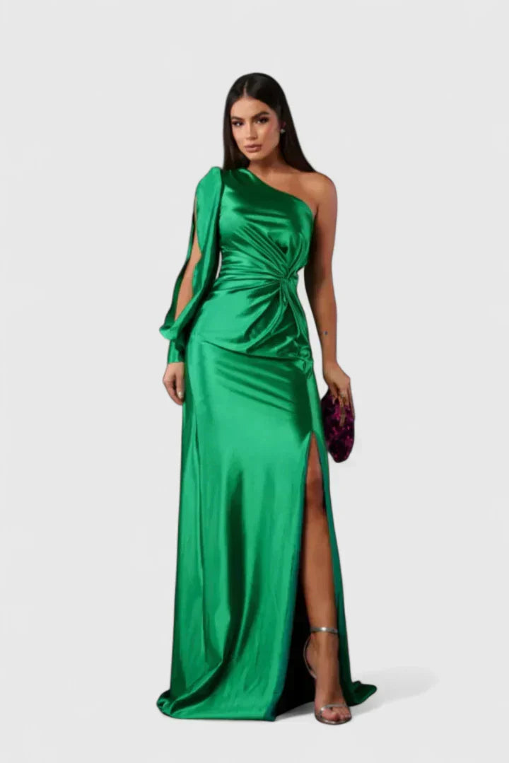 Robe Soirée Épaule Dévoilée et Ceinture