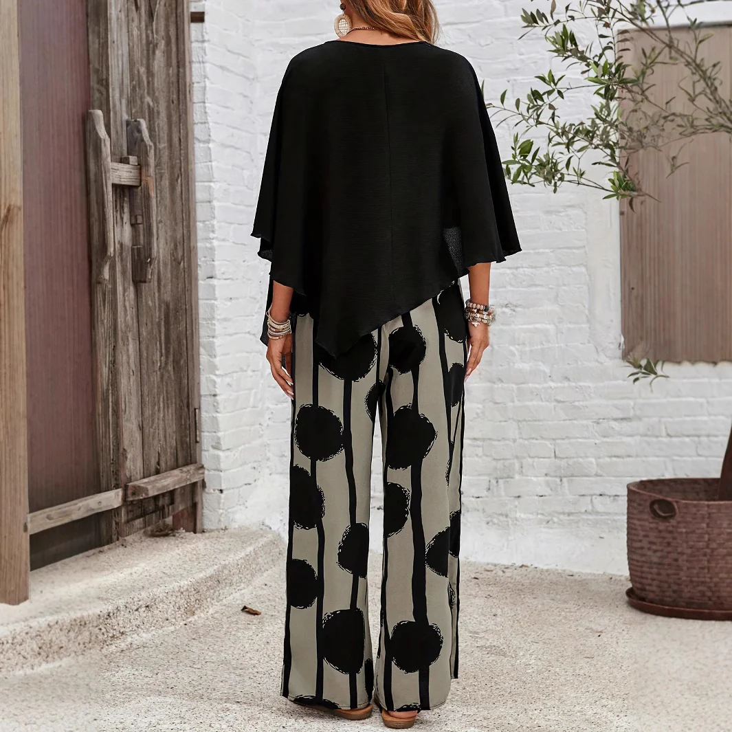 Ensemble Deux Pièces Femme Imprimé Moderne Coupe Fluide