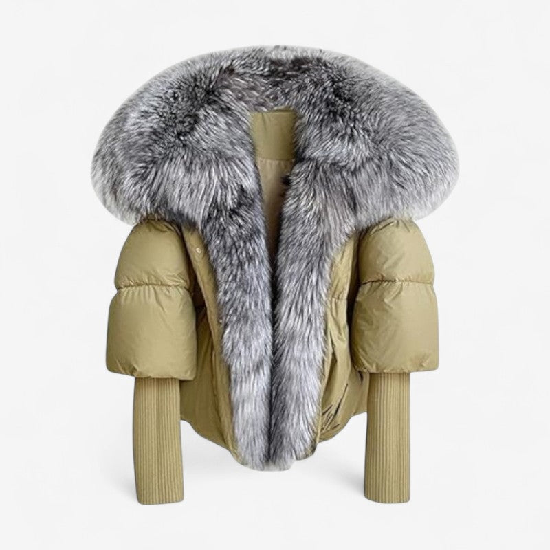 Doudoune Femme Hiver Fourrure Synthétique à Manches Longues