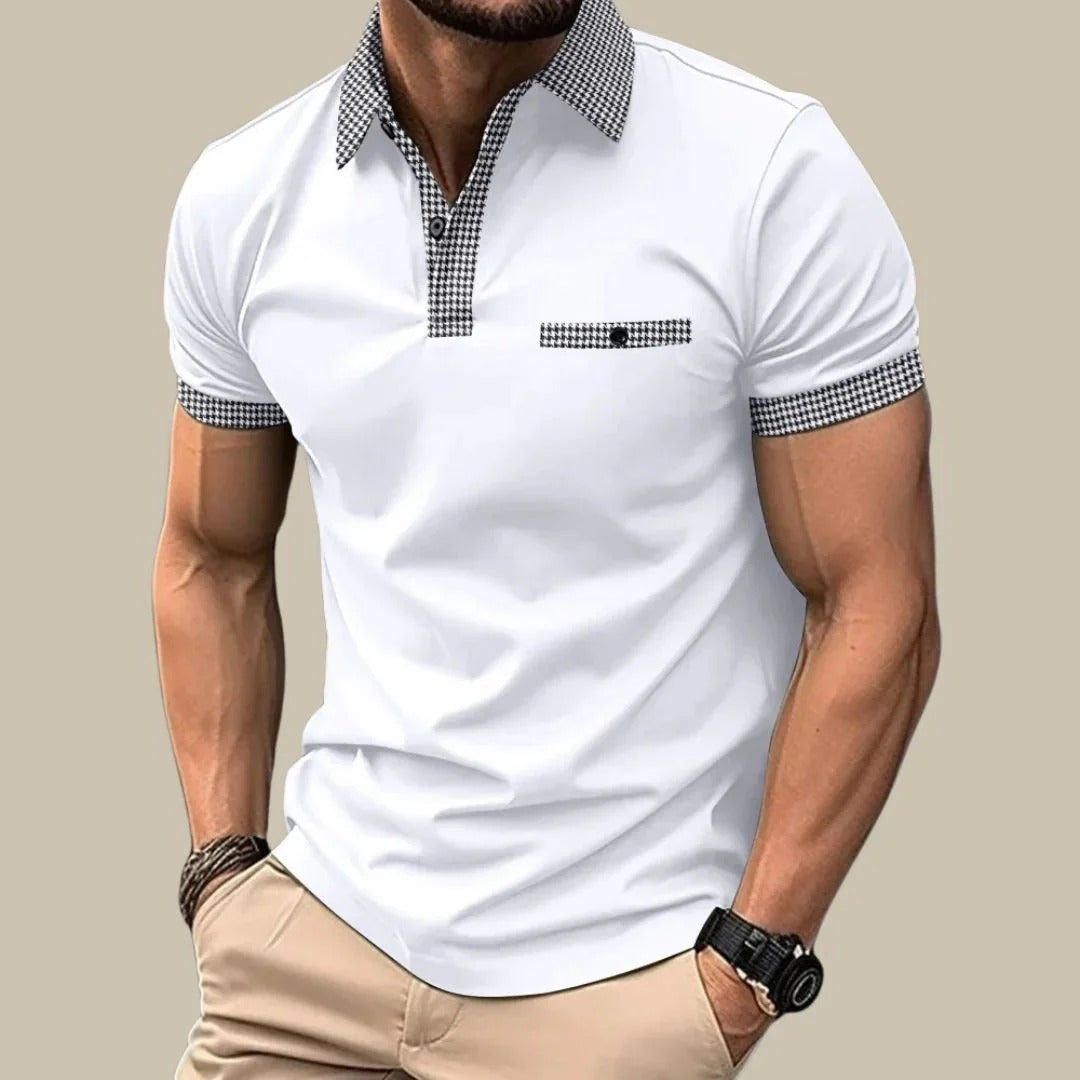 Polo Homme à Carreaux Couleurs Unies Décontracté - PanierRoyale