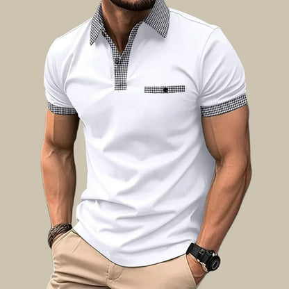 Polo Homme à Carreaux Couleurs Unies Décontracté - PanierRoyale