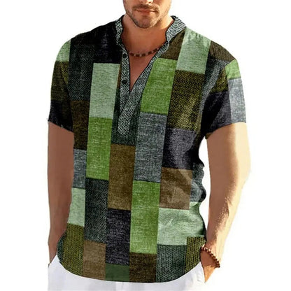 Chemise Homme Grande Taille Coton Imprimé Été