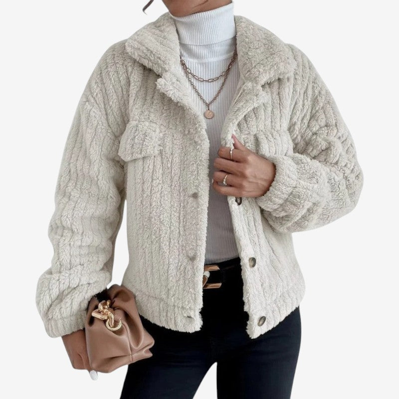 Veste Hiver Élégante avec Manches Longues et Poches Zippées - PanierRoyale