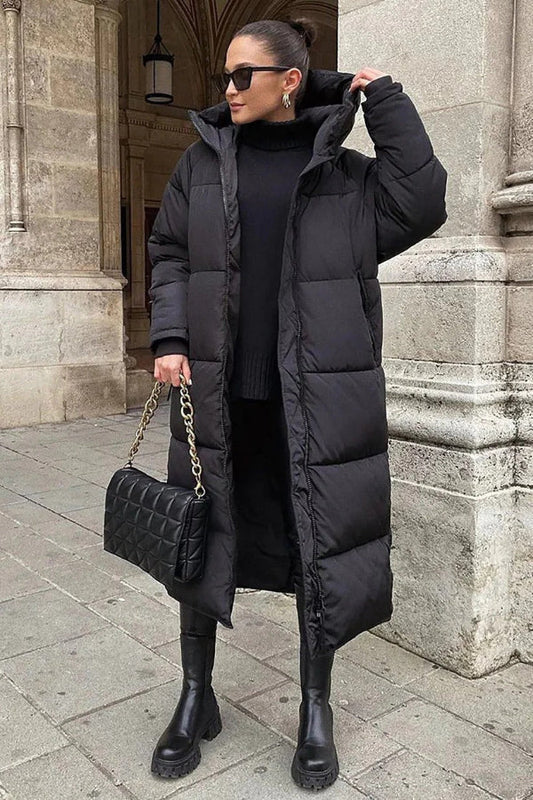 Manteau Femme Hiver Long Capuche Élégant Léger - PanierRoyale