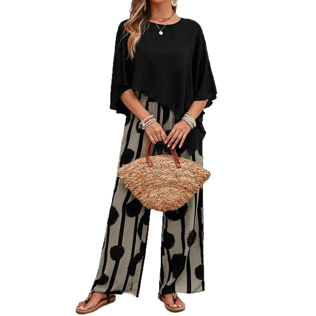 Ensemble Deux Pièces Femme Imprimé Moderne Coupe Fluide - PanierRoyale
