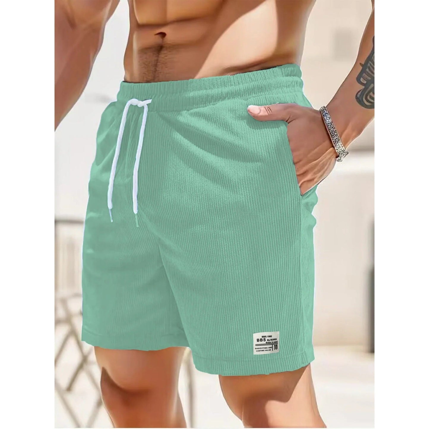 Short Décontracté Élastique avec Poches pour Homme Été