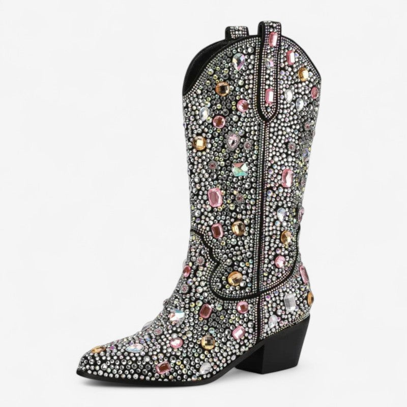 Bottes Femmes Mi-Mollet à Talon Plat avec Fermeture Éclair Latéral - PanierRoyale