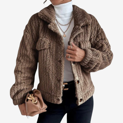 Veste Hiver Élégante avec Manches Longues et Poches Zippées