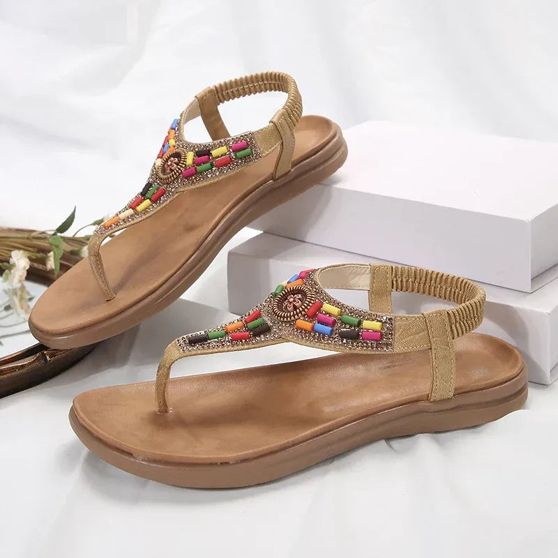Sandales Été Bohème avec Perles Colorées - PanierRoyale
