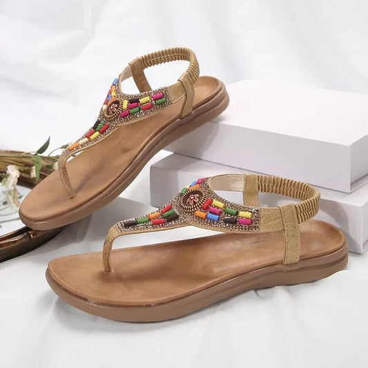 Sandales Été Bohème avec Perles Colorées - PanierRoyale