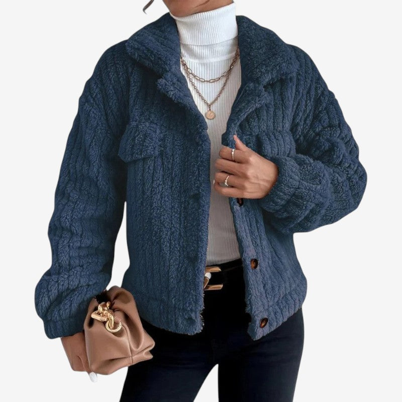 Veste Hiver Élégante avec Manches Longues et Poches Zippées