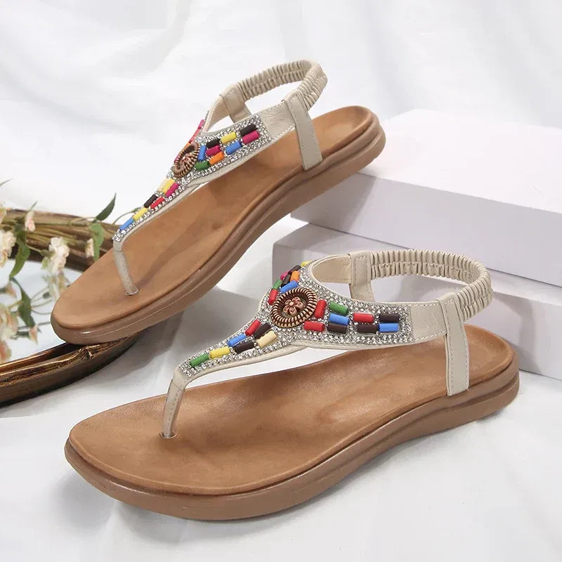 Sandales Été Bohème avec Perles Colorées