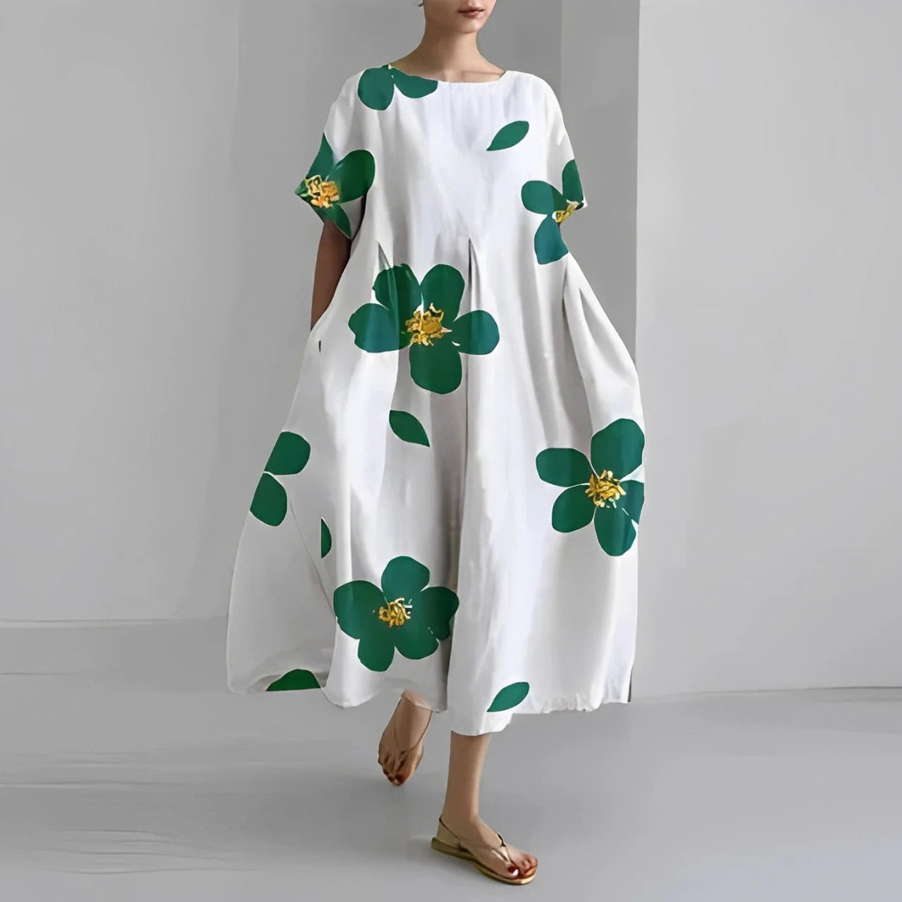 Robe Été Florale Taille Droite pour Femme