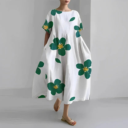 Robe Été Florale Taille Droite pour Femme