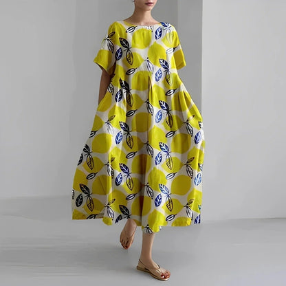 Robe Été Florale Taille Droite pour Femme