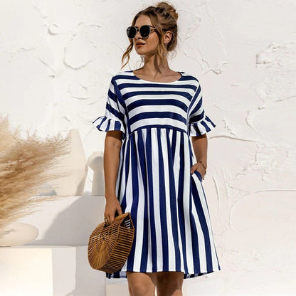 Robe Rayée Femme Élégante et Légère pour Printemps - PanierRoyale