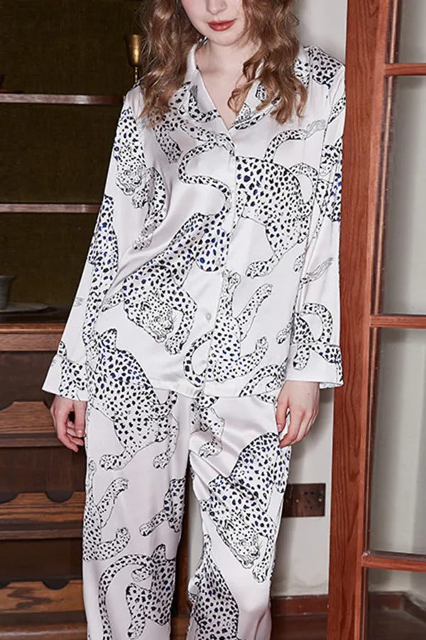 Pyjama Femme Léopard Doux et Confortable Manches Longues - PanierRoyale