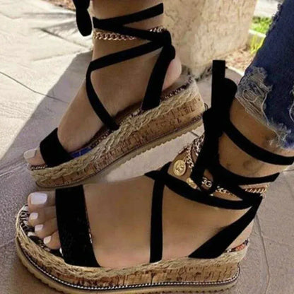 Sandales Plates pour Femmes avec Sangles et Semelle Épaisse pour Été