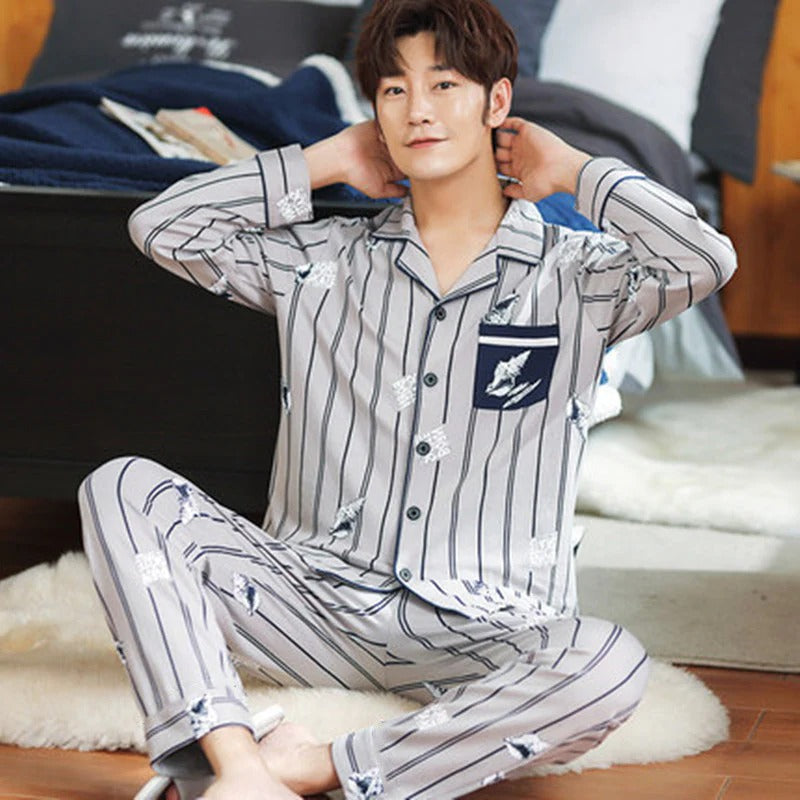 Pyjama Homme Doux Manches Longues pour Hiver - PanierRoyale