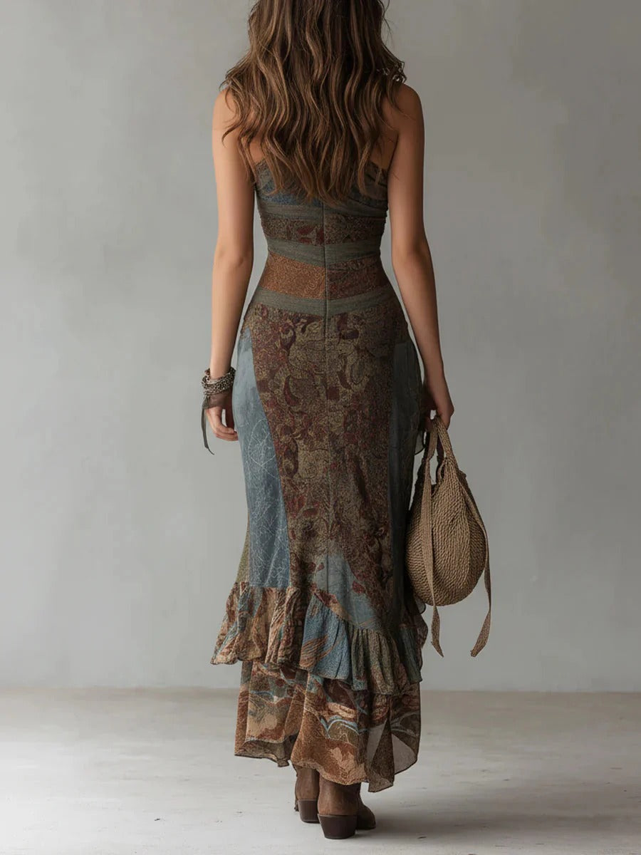 Robe Longue Femme Coupe Fluide Asymétrique Fente