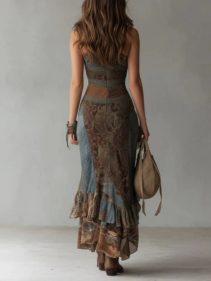 Robe Longue Femme Coupe Fluide Asymétrique Fente