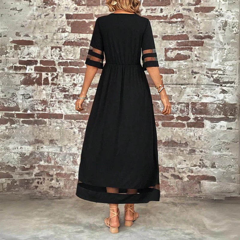 Robe longue Femme Fluide Détails Transparence
