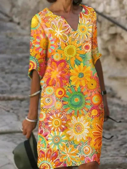 Robe Femme Florale Décolleté en V Chic et Féminine